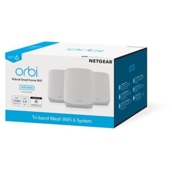 Netgear Orbi WiFi6 Tri-Band Mesh System 3er Set, Mesh Router