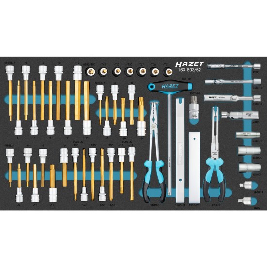 Hazet Schraubendreher-Steckschlüsseleinsatz-Satz 163-603/52, Größe 4/3+, Werkzeug-Set