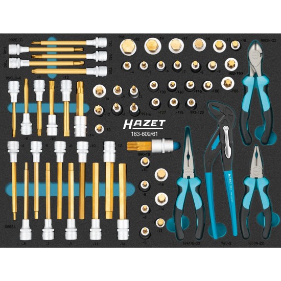 Hazet Schraubendreher-Steckschlüsseleinsatz-Satz 163-609/61, Größe 3/3+, Werkzeug-Set