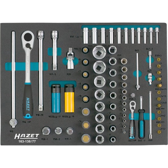 Hazet Steckschlüssel-Satz 163-138/77, Größe 3/3+, Werkzeug-Set