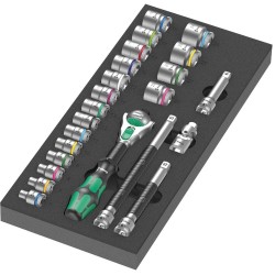 Wera 9721 Schaumstoffeinlage 8000 B Zyklop Knarre 3/8" Set 1, 23‑teilig, Werkzeug-Set