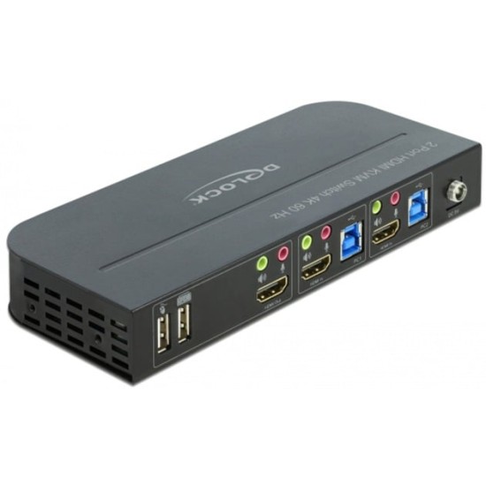DeLOCK HDMI KVM Switch 4K 60 Hz mit USB 3.0 und Audio, KVM-Switch