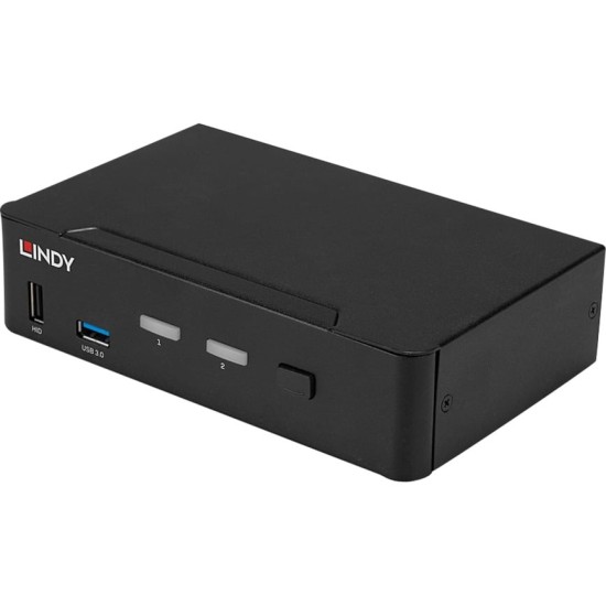 Lindy 2 Port KVM Switch, DisplayPort 1.4, USB 3.0 & Audio, KVM-Switch